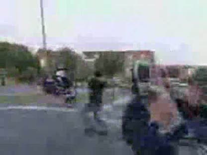 Man flying on moped